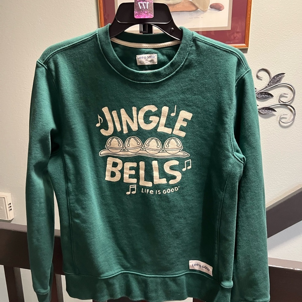 Life Is Good Forest Green Sweatshirt “Jingle Bells’ #177